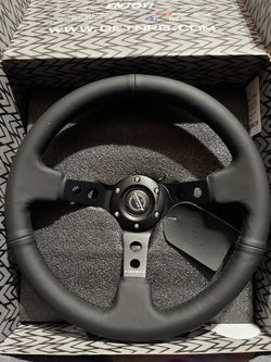 NRG Innovations RST-006BK Reinforced Steering Wheel (350mm Sport Steering Wheel (3" Deep) - Black Spokewith Round holes/Black Leather)