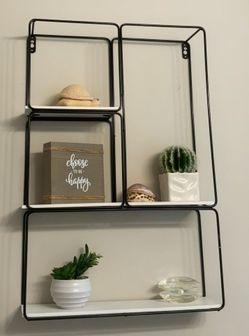 Modern Black Metal and White Wall Shelf