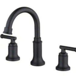 Glacier Bay Oswell 8 in. Widespread 2-Handle High-Arc Bathroom Faucet in Matte Black
