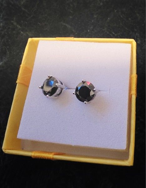 GRA Certified 2.0CTW Moissante & .925 Sterling Silver "Black" Stud Earrings