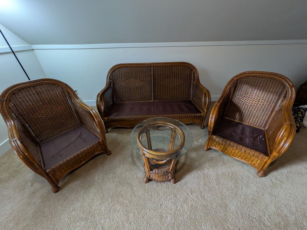 Vintage Indoor Wicker 4 Piece Set Boca Rattan