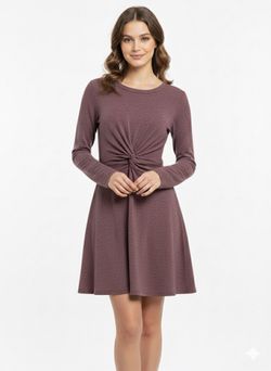 Ayla Dusty Purple Twist Long Sleeve Dress