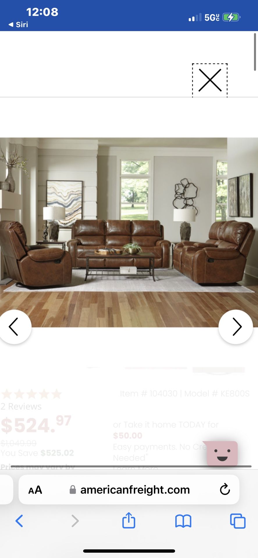 Recliner couch and 1199, recliner loveseat 1199, recliner chair, 599