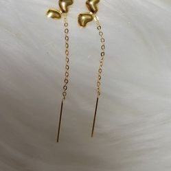 Real 18k GOLD Heart Earrings /Great DEAL