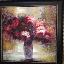 Flowers w/Vase Oil Painting On Canvass 44 by 44