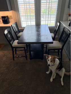 Counter height wooden dining table & chairs