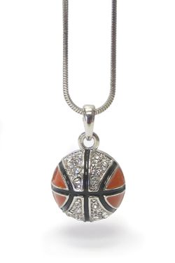 *NEW ARRIVAL* Sports Theme Crystal Deco Basketball Pendant Necklace *See My Other 600 Items*