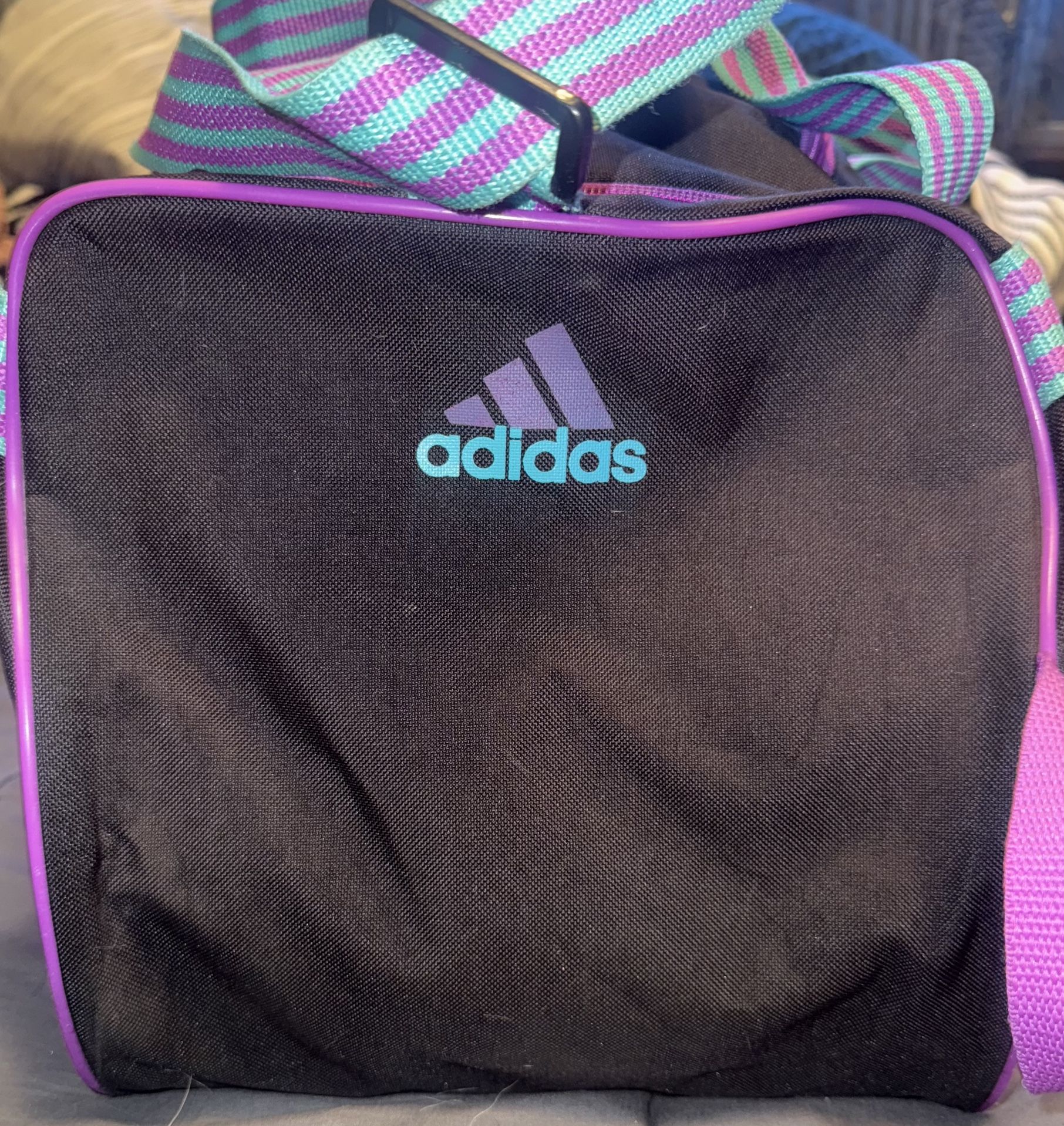 Vintage Adidas Duffle Bag Medium Sized Purple Teal