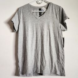 NWT Women's Grey V Neck Short Sleeve Tshirt Size L