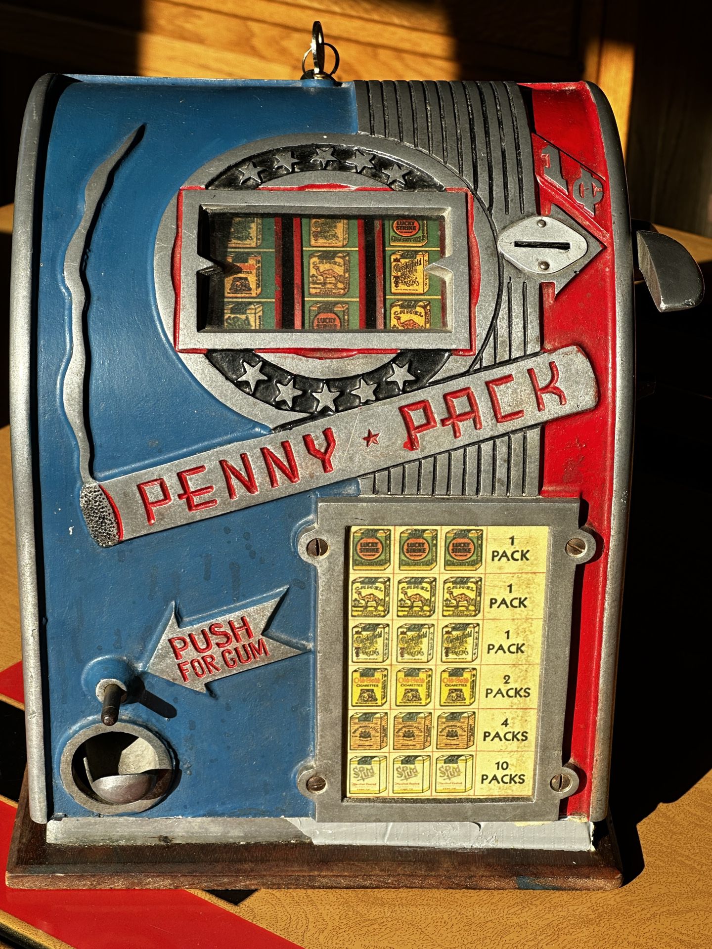Daval Penny Pack 1c Coin Op Trade Stimulator Gum Vendor Slot Machine Vintage