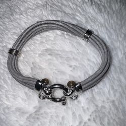 ITAOR Leather .925 Bracelet With Labradorite Stones Size 7” Made In Italy