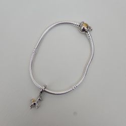 Pandora Charm Bracelet 21cm. Or 8 Inches With Charm