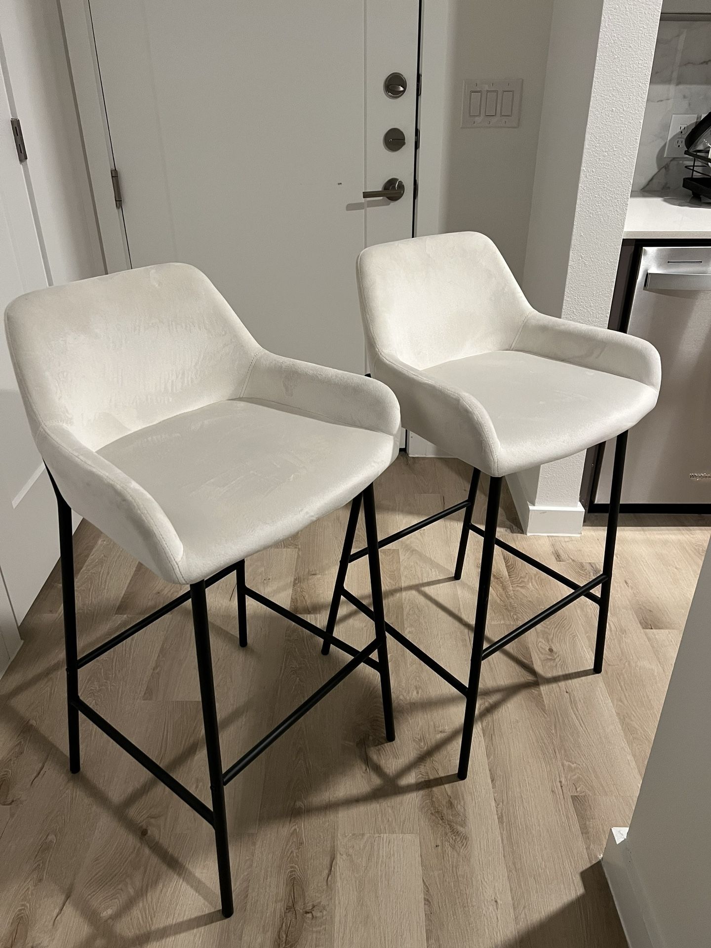 2 Cream Velvet Barstools 