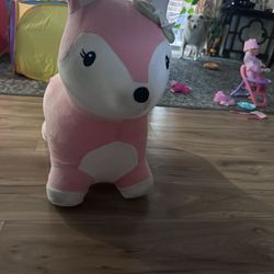 Plush Ride-On Deer / Soft Riding Animal – Pink