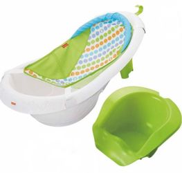 Fisher-Price Baby Bath Tub, 4-in-1 Newborn to Toddler Tub -Green, Unisex, Plastic