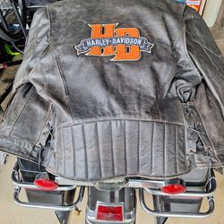 XX Large Vintage Leather Jacket With Harley Davidson  Patch.