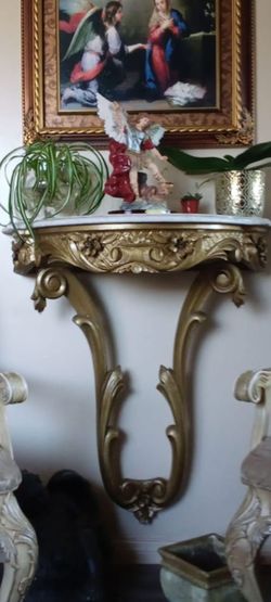 Wall Console With Genuine Marble Top