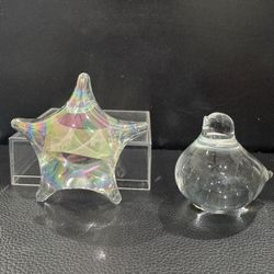 Set~ Crowning Touch Collect. Dove (2 3/4”) Starfish Rainbow Paperweight (3 1/2”)