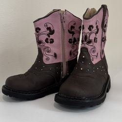Roper Kids Cowboy Boots Pink Brown Size 7