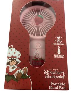 New Strawberry Shortcake  Portable Handheld Fan USB Charge Lanyard included Orbit manufacture