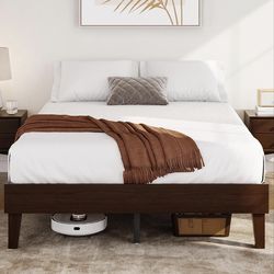 Full sized bed frame / full size wooden bed frame/ minimalist bed frame/ dark walnut bed frame