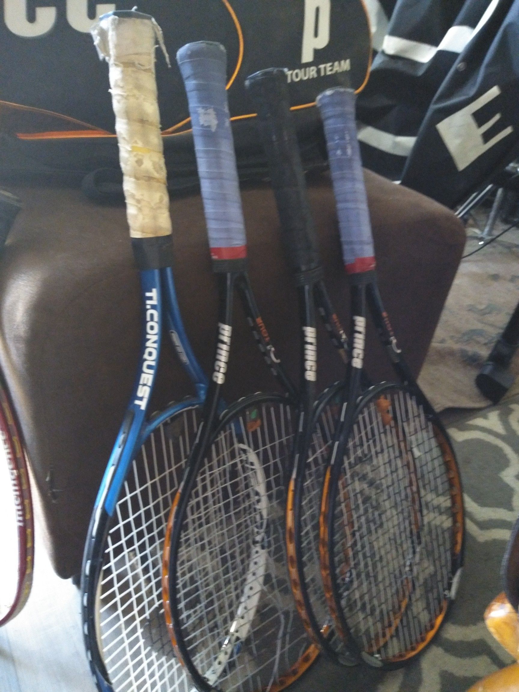 3Racket ball rackets , 3 tennis rackets and carry bag