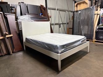 White Wood Bed Frame with Sealy Mattress
