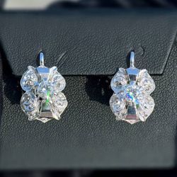 Vintage Art Deco 18k white gold 0.3CTW natural diamond filigree style earrings