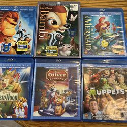 Lot Of Disney Blu-rays Lion King, Little Mermaid, Bambi 