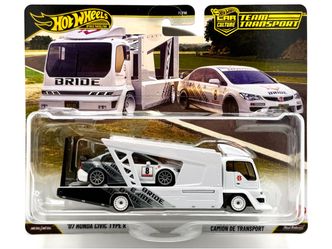 Hot Wheels Premium Team Transport 1:64 Diecast Model Set - ‘07 Honda Civic Type R + Kousoku Hauler