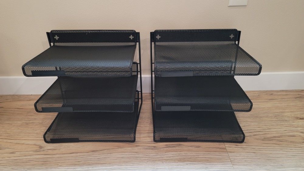 Office Heavy duty black metal mesh paper tray holders