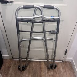 Medline Two Button Folding Walker With 5” Wheels