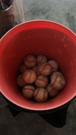 Bucket of baseballs