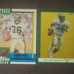 1990 Topps 1991 Fleer Rueben Mayes New Orleans Saints #244 #300 Football Card Cards Vintage Collectible Lot NFL