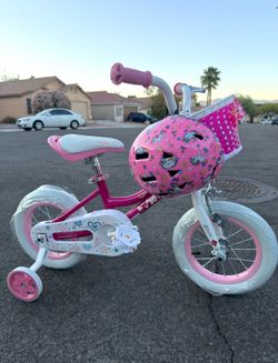 Girls Bike 12” with Training Wheels + Helmet – Like New
