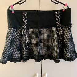 Y2K Tripp NYC Women's Black and White Spider Web Corset Skirt