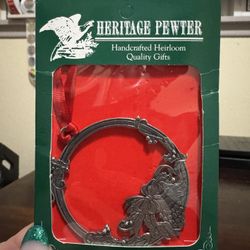Vintage 1991 Heritage Pewter Christmas Ornament 