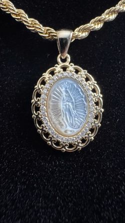 14k Virgin Mary Gold Rope Chain