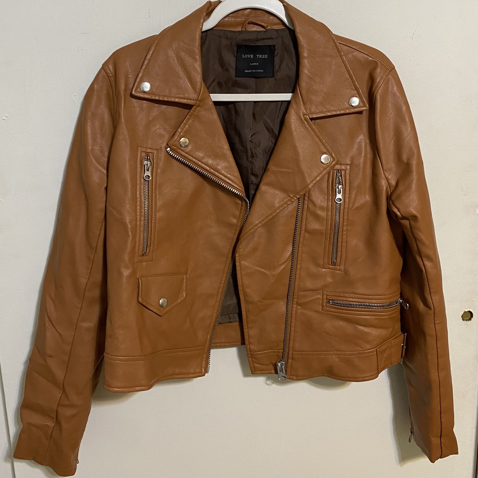 Love Tree Women's Faux Leather Brown Jacket