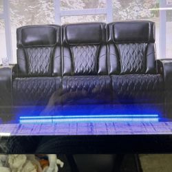 Power Reclining Sofa( Leather) & Power Reclining Love Seat With Heat & Massage 