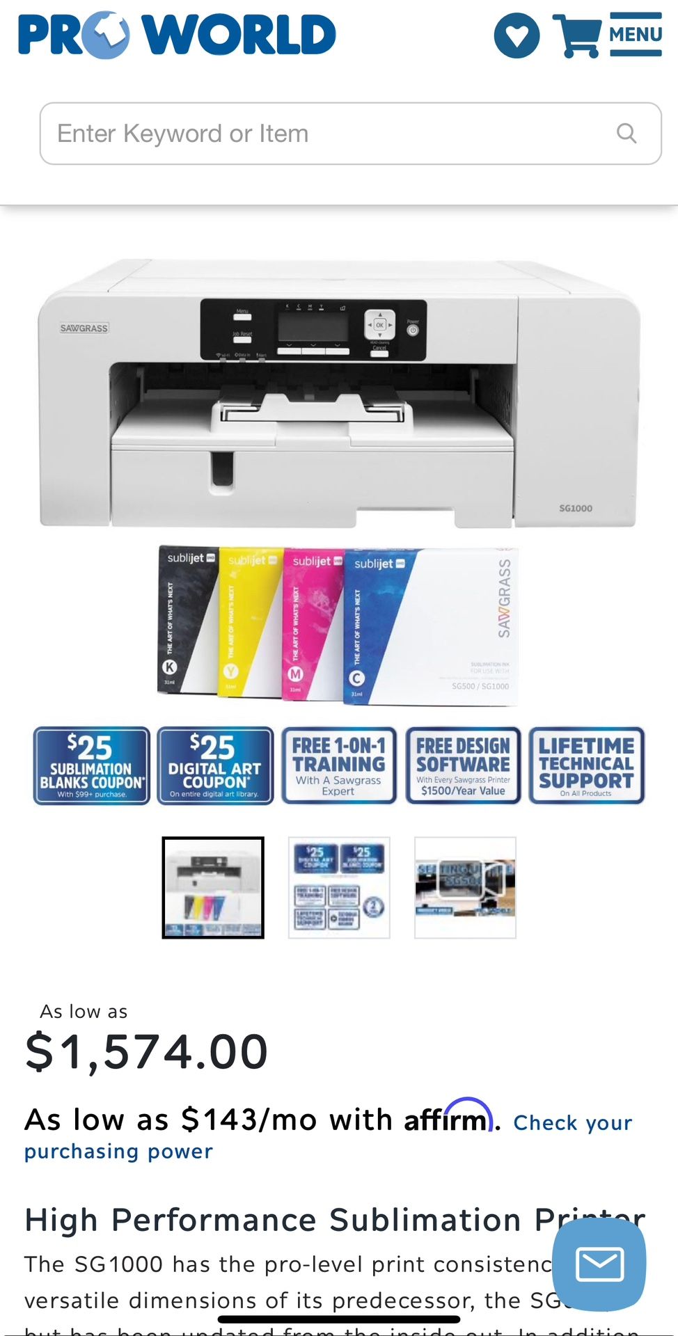 Sawgrass Sg1000 Sublimation printer