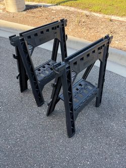 WORX Clamping Sawhorses clamps not included.  easy-to-use, it’s foldable and has 1000 lbs capacity. Used in good with some cosmetic blemishes. These  