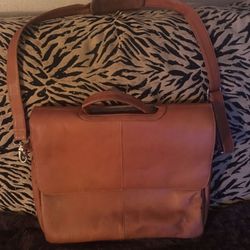 Camel Colored Leather Brief Case