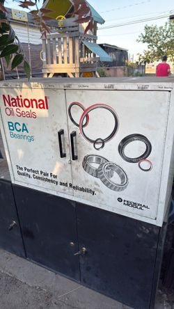 Vintage national oil seals BCA bearings cabinet and regular cabinet