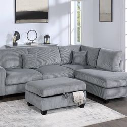 Sectional With USB Charger And Ottoman $599
