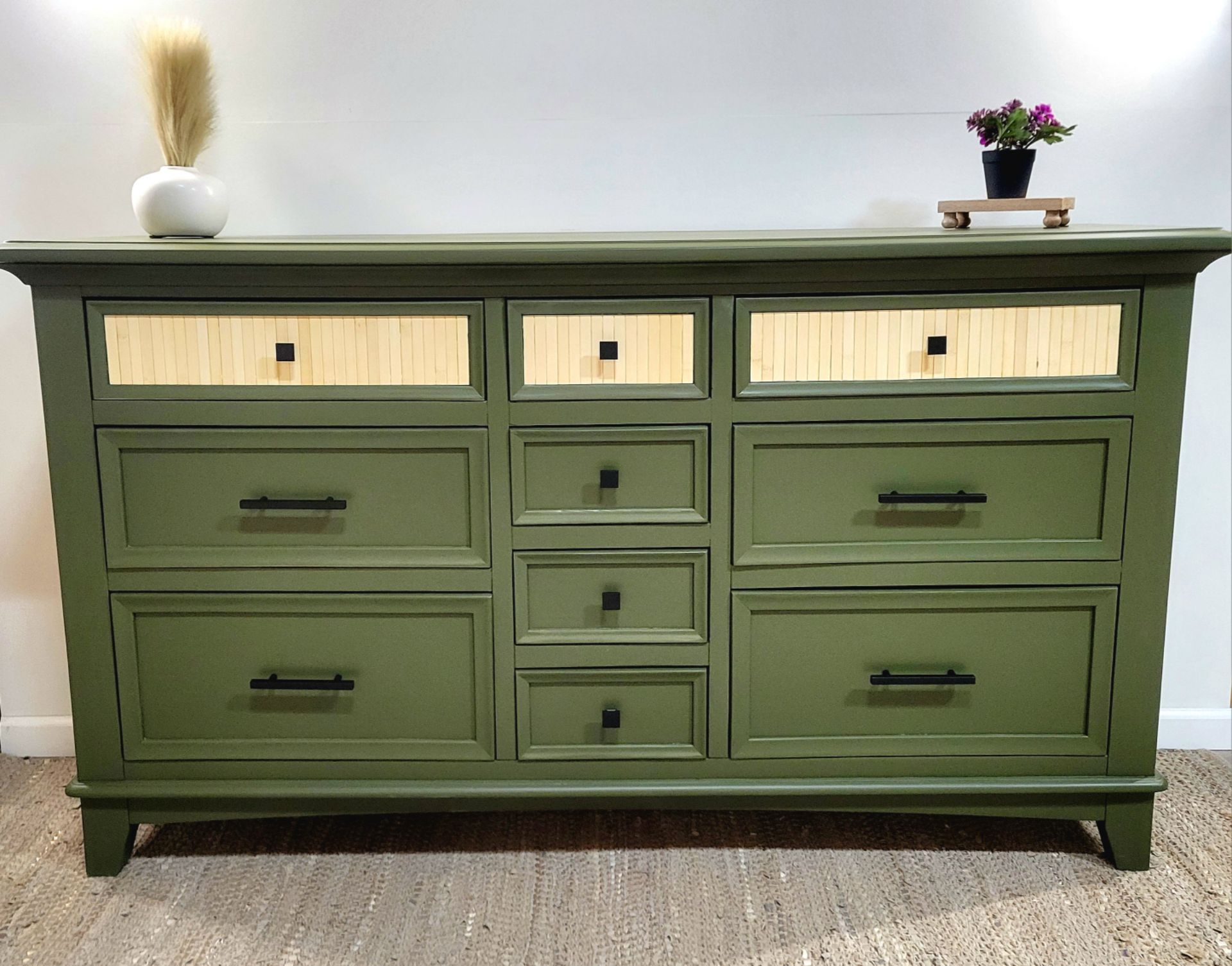 10 Drawer Olive Green Dresser