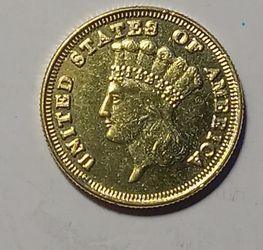 1854-D $3 Indian Princes Golden Contemporary Restrike Coin / Token