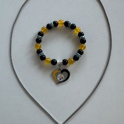 Set - Beaded Bracelet.   Necklace With Upgraded Chain