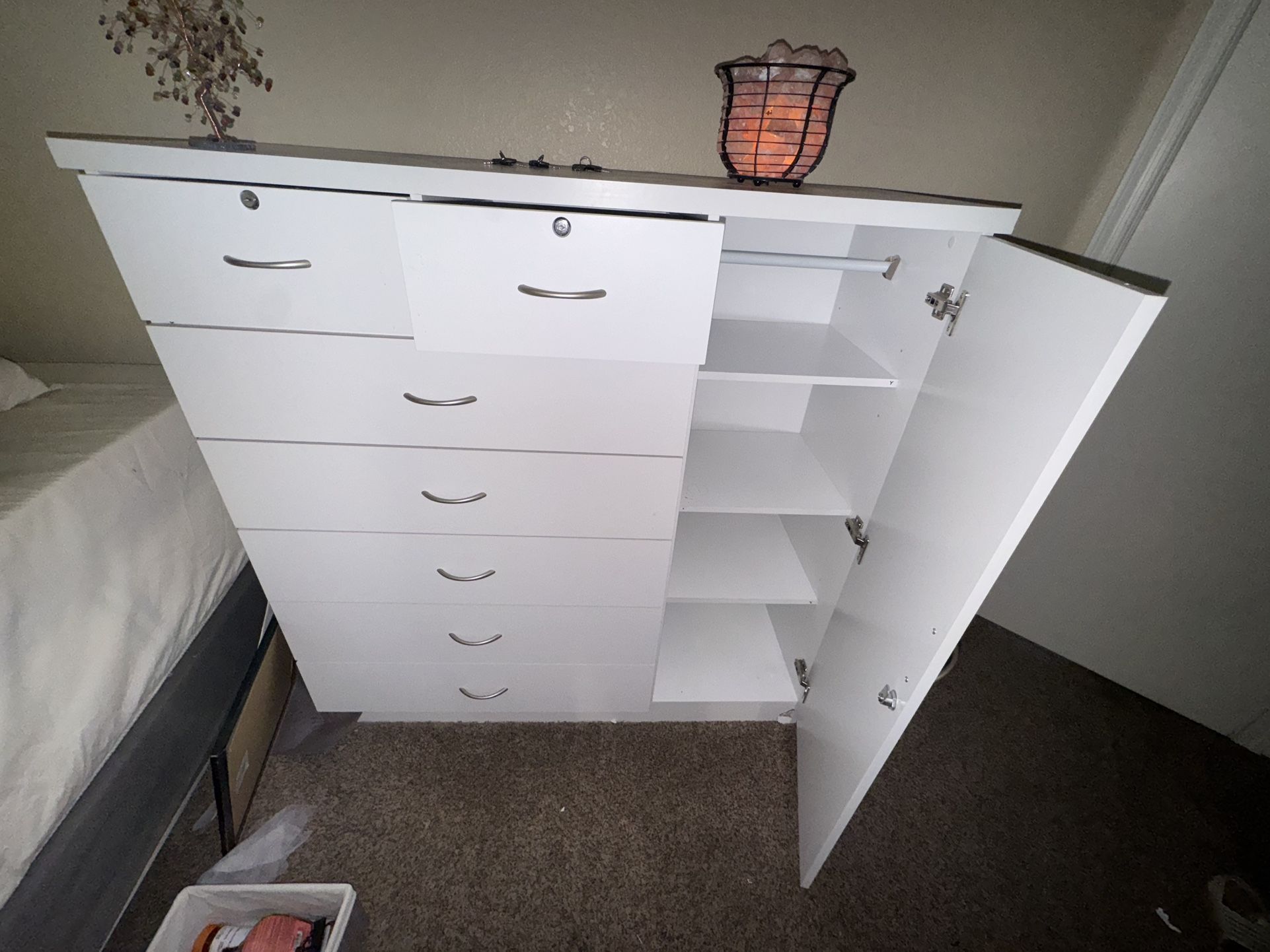 White Dresser Cabinet 8 Drawer