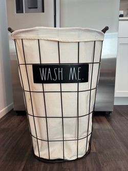 Rae Dunn Wire Laundry Hamper with Canvas Liner